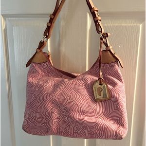 EUC Vintage Dooney and Bourke purse. Denim pink and white pattern.